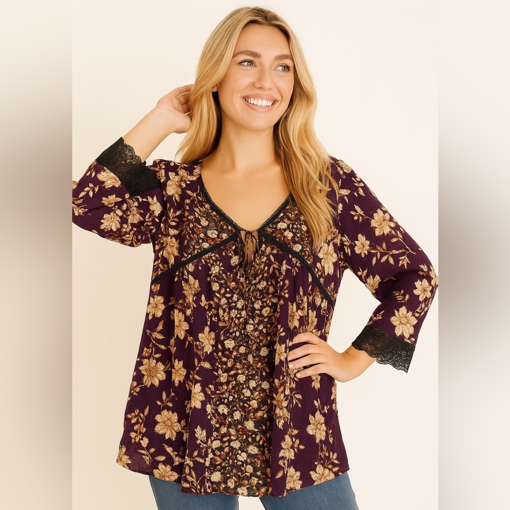 Free People Blouse Size L Multi Color NWT Women's Top